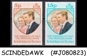 BRITISH ANTARCTIC TERRITORY - 1973 ROYAL WEDDING - 2V - MINT NH