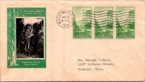 UNITED STATES 1934 CACHET FDC COVER NATIONAL PARK YOSEMITE FALLS ADDR & POSTMARK