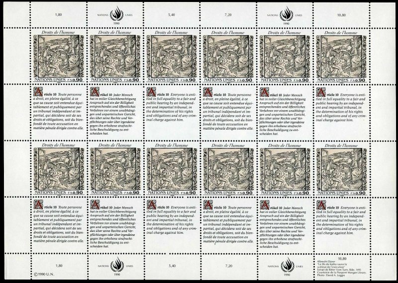 UN Geneva 193-194 sheets,MNH.Mi 192-193. Declaration of Human Rights,1990.Art.