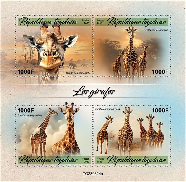 TOGO - 2023 - Giraffes - Perf 4v Sheet - Mint Never Hinged