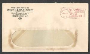 DATE 1941 COVER HENDERSON NC ROSES 5-10-25c STORES MDSE 5c TO $1.00