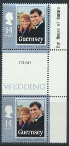 Guernsey  SG 369  SC# 334 Royal Wedding  MNH Gutter Pair see scan 