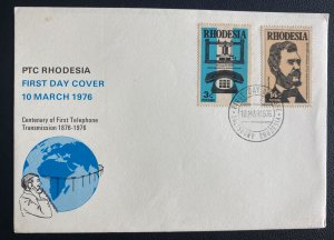 1976 Southern Rhodesia First Day Cover FDC Centenary Of First Telephone