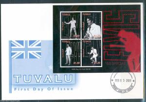 TUVALU ELVIS PRESLEY IN MEMORIAM SHEETLET OF FOUR STAMPS II FIRST DAY COVER