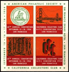 1954 US Poster Stamp 68th American Philatelic Society California Collectors Club