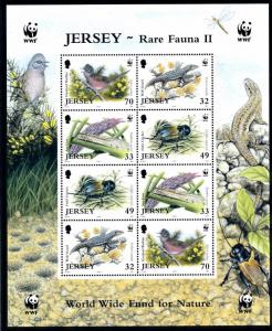 [54293] Jersey 2004 Animals WWF Lizard Cricket Bird MNH Sheet