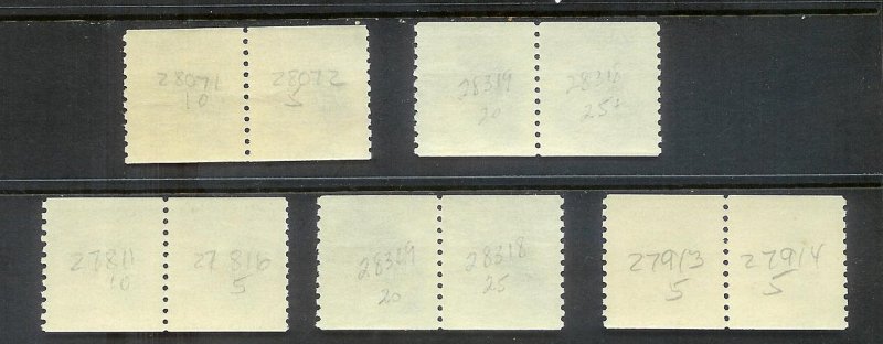 UNITED STATES (26) Sc#1229 Coil Line Pairs w/plate numbers ALL Mint Never Hinged