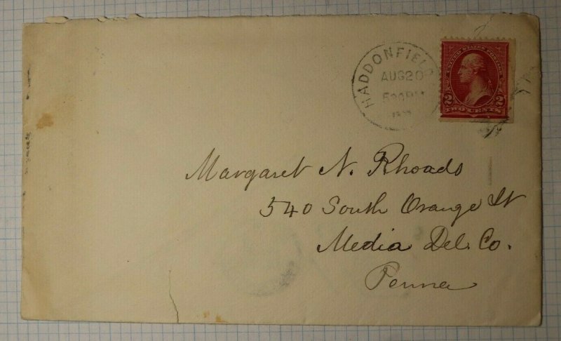 US Sc# 267 Used On Cover Haddonfield Philadelphia Transit 5 Receiving Back Stamp