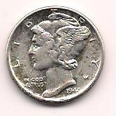 1944 S Mercury Dime, Uncirculated.