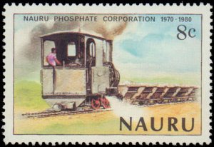 Nauru #214-216, Complete Set(3), 1980, Trains, Stamp Show, Never Hinged
