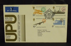 15453   GREAT BRITAIN   FDC # 720-723     Universal Postal Union
