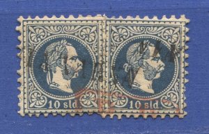 Austrian Offices in Turkey 1867 Sc 4 10sld x 2 , Rare VIA VARNA cancels