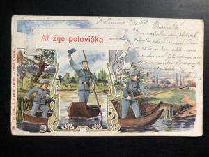 1908 Theresienstadt Austria Empire PPC Picture Postcard Cover Divided in Half