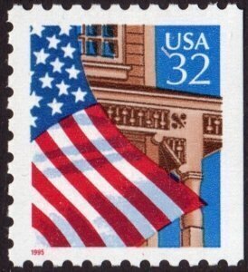 U.S.#2916 Flag Over Porch 32c Booklet Single, MNH.  Perf 10.8x9.8