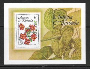 Antigua 759 MNH Flower S/S X 25, vf . 2022 CV $87.50