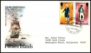 Pitcairn Islands 158a US Bicentennial Typed FDC