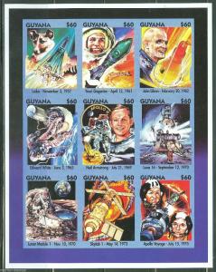 GUYANA IMPERFORATED SPACE  LAIKA GARGARIN ARMSTRONG SHEET SC#2873  MINT NH RARE