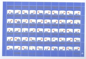 Denmark.  1976 Christmas Seal Sheet Unfolded Mnh. Flag,Stars. 3 Side Perforation