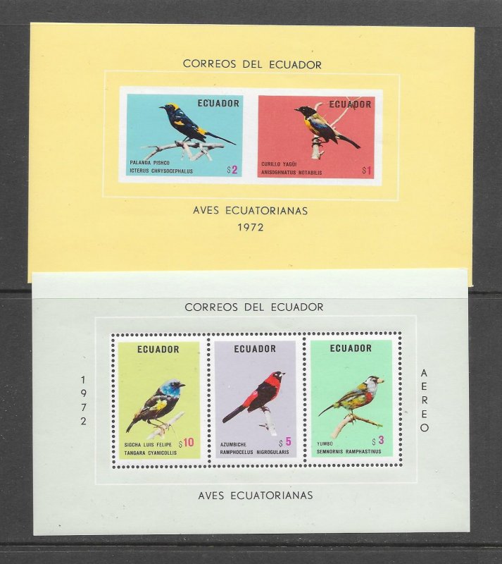 BIRDS - ECUADOR SOUVENIR SHEETS  MNH