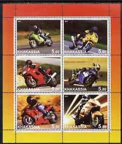 HAKASIA - 2001 - Racing M'cycles - Perf 6v Sheet-Mint Never Hinged-Priva...