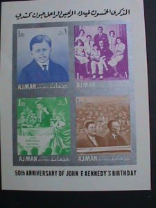 AJMAN-1964-SC#23-26 50TH ANNIV: BIRTHDAY-JOHN F. KENNEDY IMPERF: MNH S/S RARE