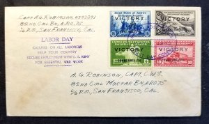 Philippines #384, #387-9 FVF FDC + Labor Day Recovery Work Request May 1, 1945