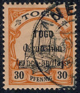 TOGO Under FRENCH OCCUPATION 1914 #160, VF with CDS! scv $100.00  *Bay Stamps*