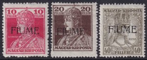 Fiume 1918 Sc B1-3 set MH* machine overprint