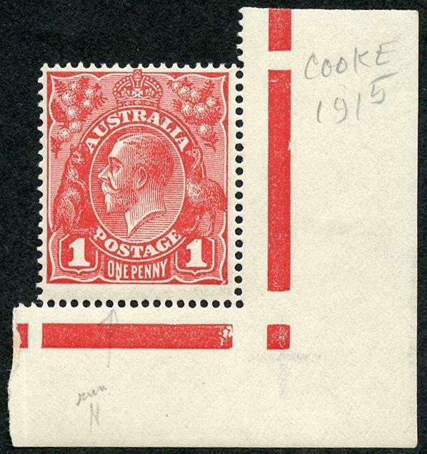 Australia SG21cVar 1d Carmine Variety Run N U/M