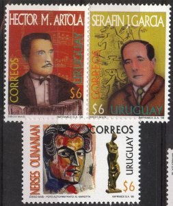 Uruguay stamp 1998 - Artists sculpture self portrait illustrations