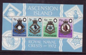 Ascension Is.-Sc#159a-unused hinged sheet-stamps NH-Royal Naval Ships Coat of Ar