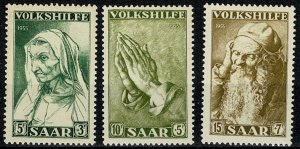 GERMANY SAAR 1955 FULL SET of 3 NATIONAL RELIEF FUND SG362-4 MH Wmk. NO P.13 VGC