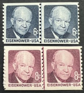 Scott#: 1401, 1402 - Dwight D. Eisenhower 6¢ 1970 BEP Line Pair MNHOG - Lot 7
