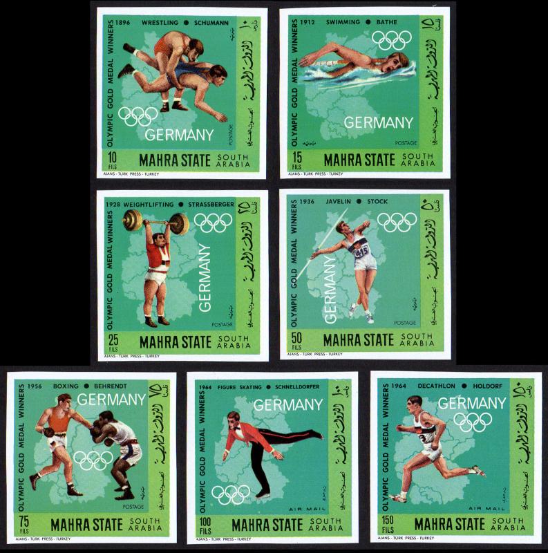 Aden Mahra State Mi #99B-105B set/7 mnh - 1968 Olympics - gold Germany - imperf