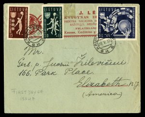 Lithuania #B52-54, 1939 Basketball, set of three on First Day cover to the Un...