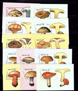 Bhutan 725-36 MNH 1989 Mushrooms 12 souvenir sheets