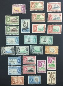 MOMEN: SOLOMON ISLANDS SG #82-96,103-111 1956-64 MINT OG H/2NH(6d,£1) LOT #61166