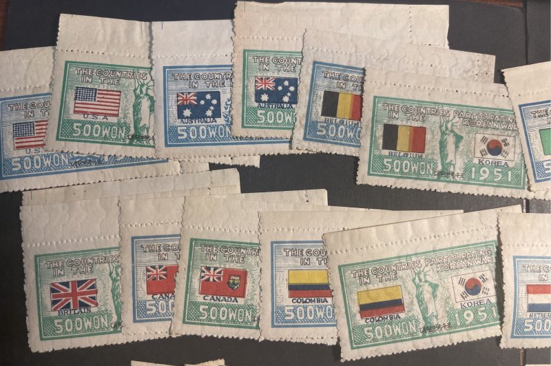 KOREA # 132-173 &154a-155a--MINT/NH-COMPLETE SET (44 STAMPS)--FLAGS --1951