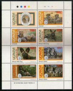 Uganda 1994 Endangered Species Cheetah Dog Chimpanzee Zebra Sc 1272 MNH # 7735
