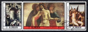 Ajman 2526 A-2528 A CTO Easter Paintings Jesus The Cross ZAYIX 0424M0064