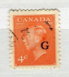 CANADA; 1950s early GVI Official ' G ' Optd. fine used 4c. value