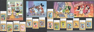 B1023 St. Vincent Cartoons Walt Disney 65 Mickey Mouse History !!! 4Bl+2Set Mnh