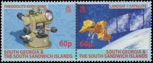 South Georgia #348-349, Complete Set(2), Pairs, 2007, Maps, Space, Polar, NH