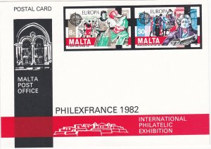 Malta #  614-615, Europa Stamps on a Postal Card, Unused