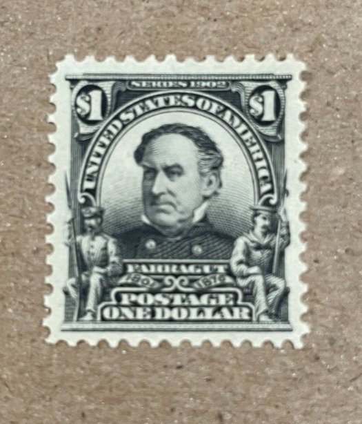 US stamp scott# 311 $1 Farragut 1902 mint OG pH PF cert Grade VF-XF 85 $650