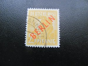 GERMANY BERLIN 1949 USED SIGNED SCHLEGEL SC 9N27 RED OVERPRINT VF/XF 55 EU (123)