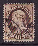 US-Sc#150- id7-used 10c brown Jefferson-1870-1-