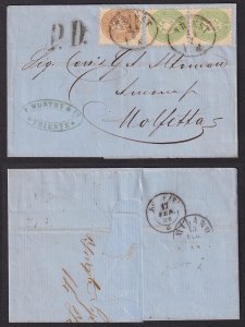 Austria - 1863 - Scott #23(pair),26 – used on cover – TRIEST pmk Italy