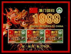 Namibia 889 sheet MNH Macau returns to China, Flag, Dragon