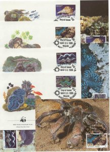 Marshall Isl. 8 FDC/cards WWF/Sealife 1986